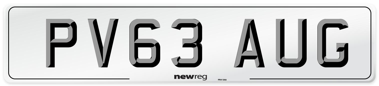 PV63 AUG Number Plate from New Reg